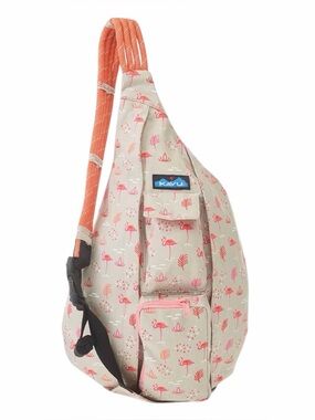 Kavu Tan Flamingo Canvas Rope Sling Bag Pack